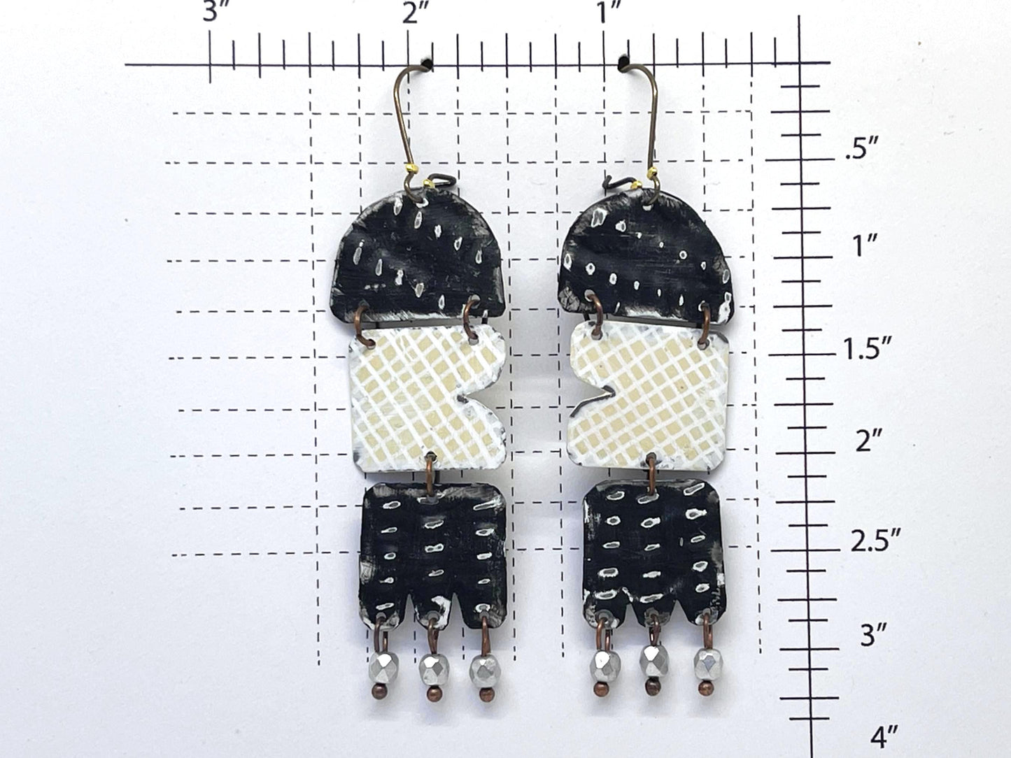 black white dangle earring