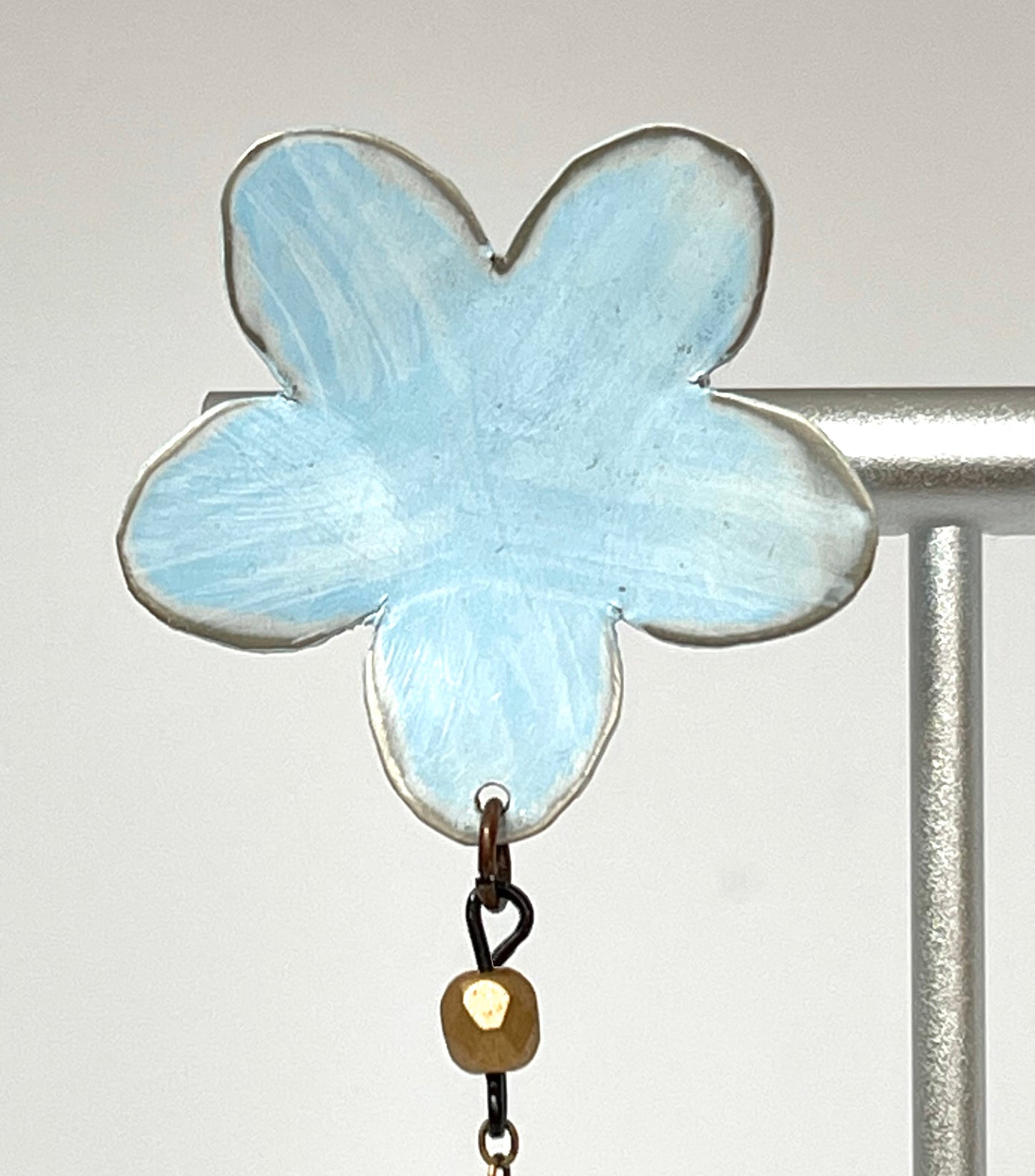 Blue Flower Dangle Earring with Droplet