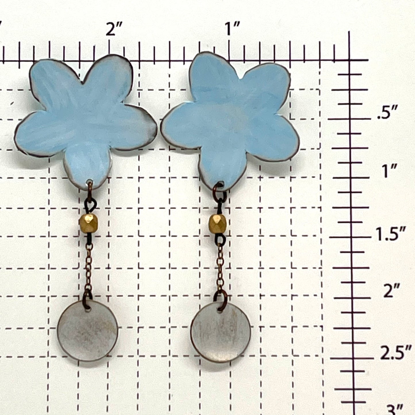 Blue Flower Dangle Earring with Droplet