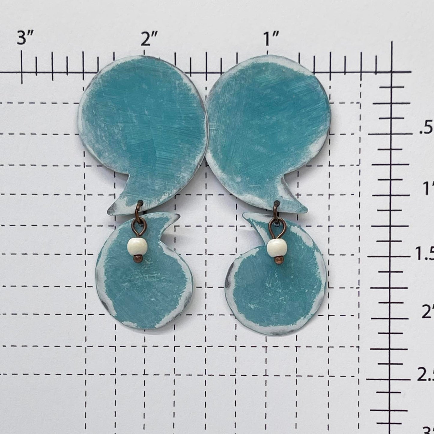 Modern Paisley Shaped Dangle Earrings, "Blue Paisley"