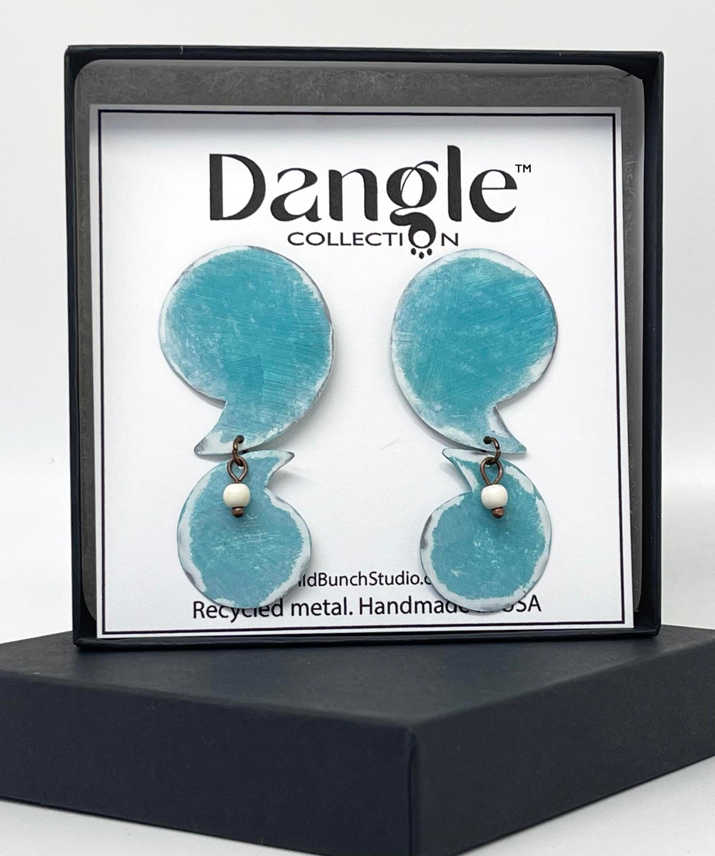 Modern Paisley Shaped Dangle Earrings, "Blue Paisley"