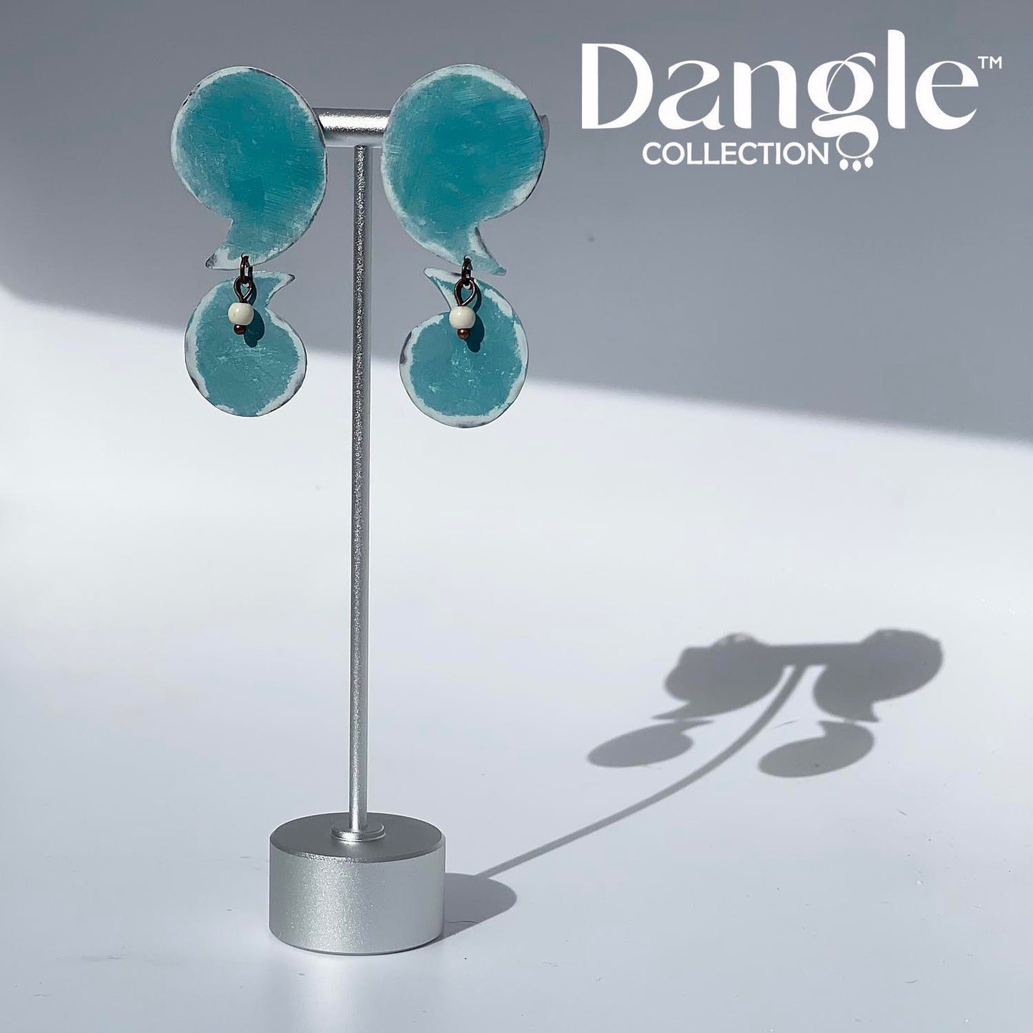 Modern Paisley Shaped Dangle Earrings, "Blue Paisley"