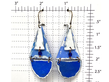 blue on blue dangle earrings