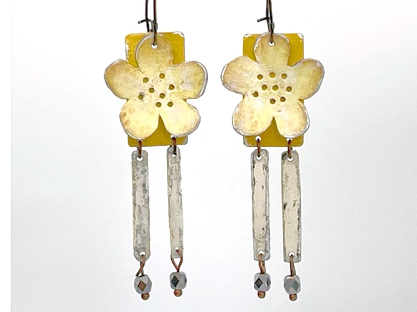 yellow flower dangle earrings