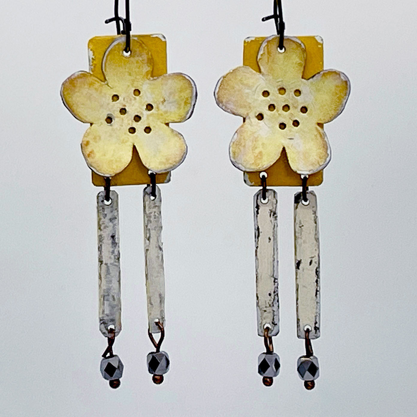 yellow flower dangle earrings