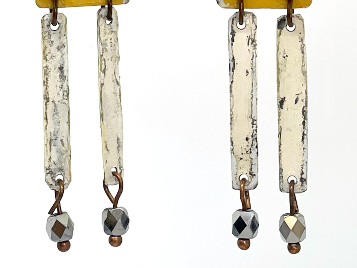Yellow Flower Dangle Earrings, Recycled Tin, "What's Up Buttercup"