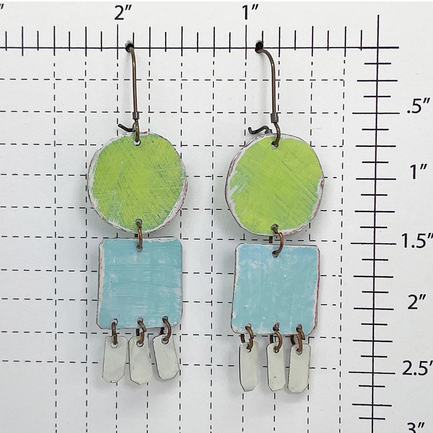 green and blue dangle earring