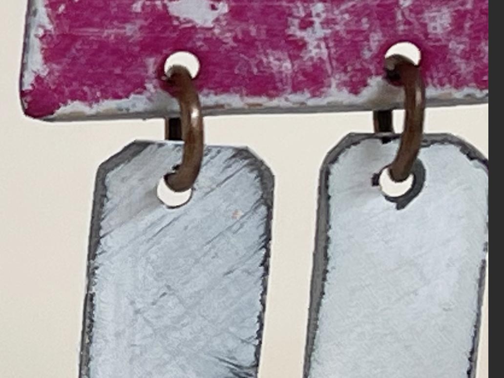 Heart Shaped Dangle Earrings, Recycled Tin, "I Love"