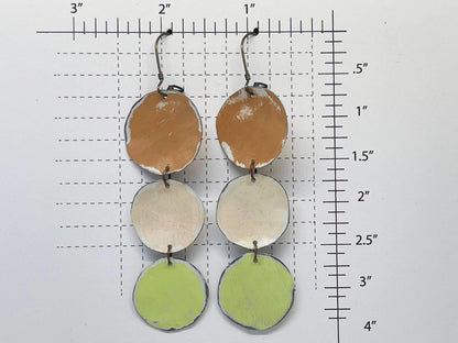 Circle Dangle Earrings, Soft Neutrals, Recycled Tin, "Nature's Corner"