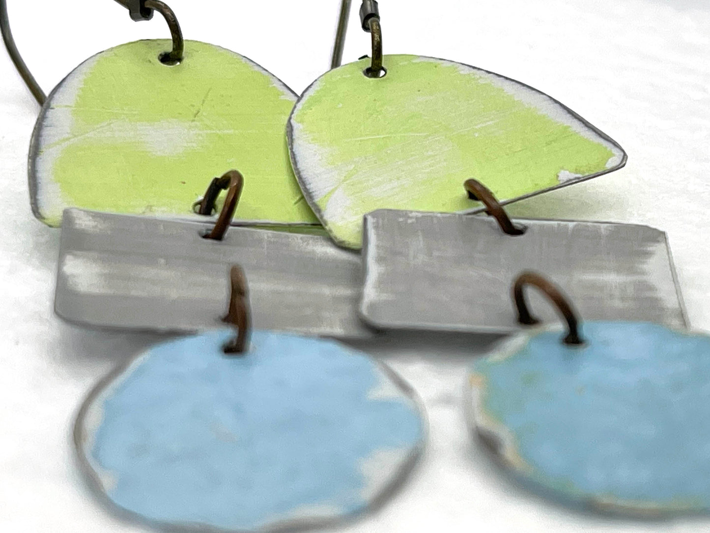 pale blue and gree dangle earrings