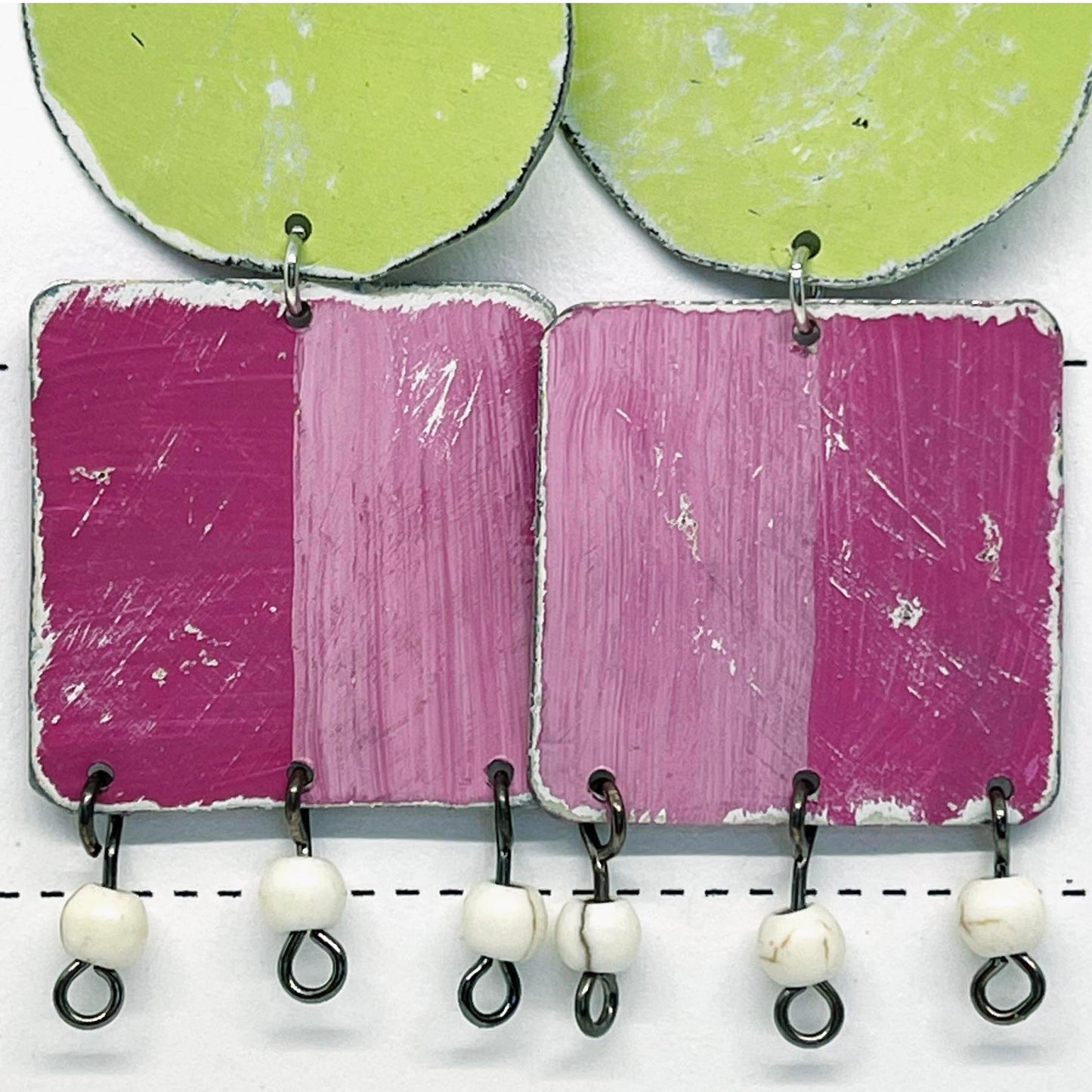 Pink & Green Modern Dangle Earrings- "Watermelon Days"