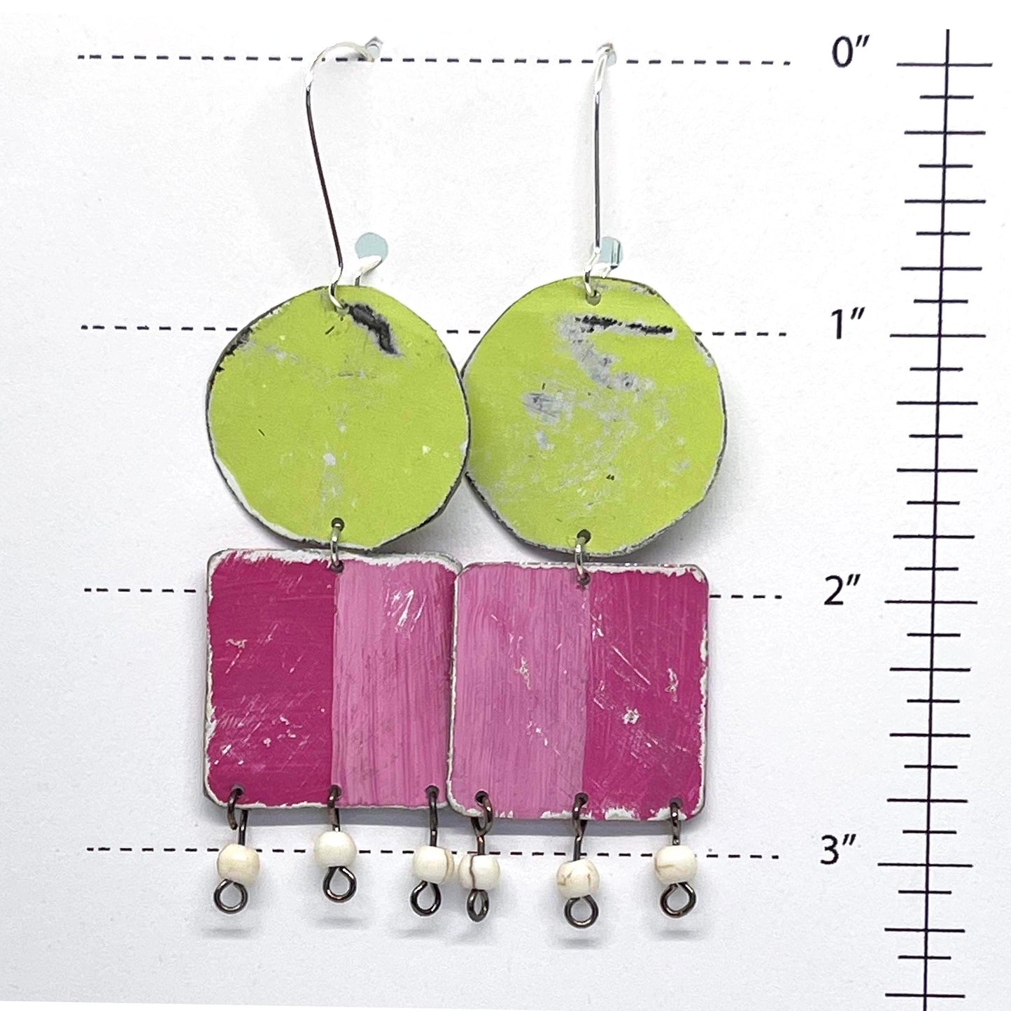 Pink & Green Modern Dangle Earrings- "Watermelon Days"