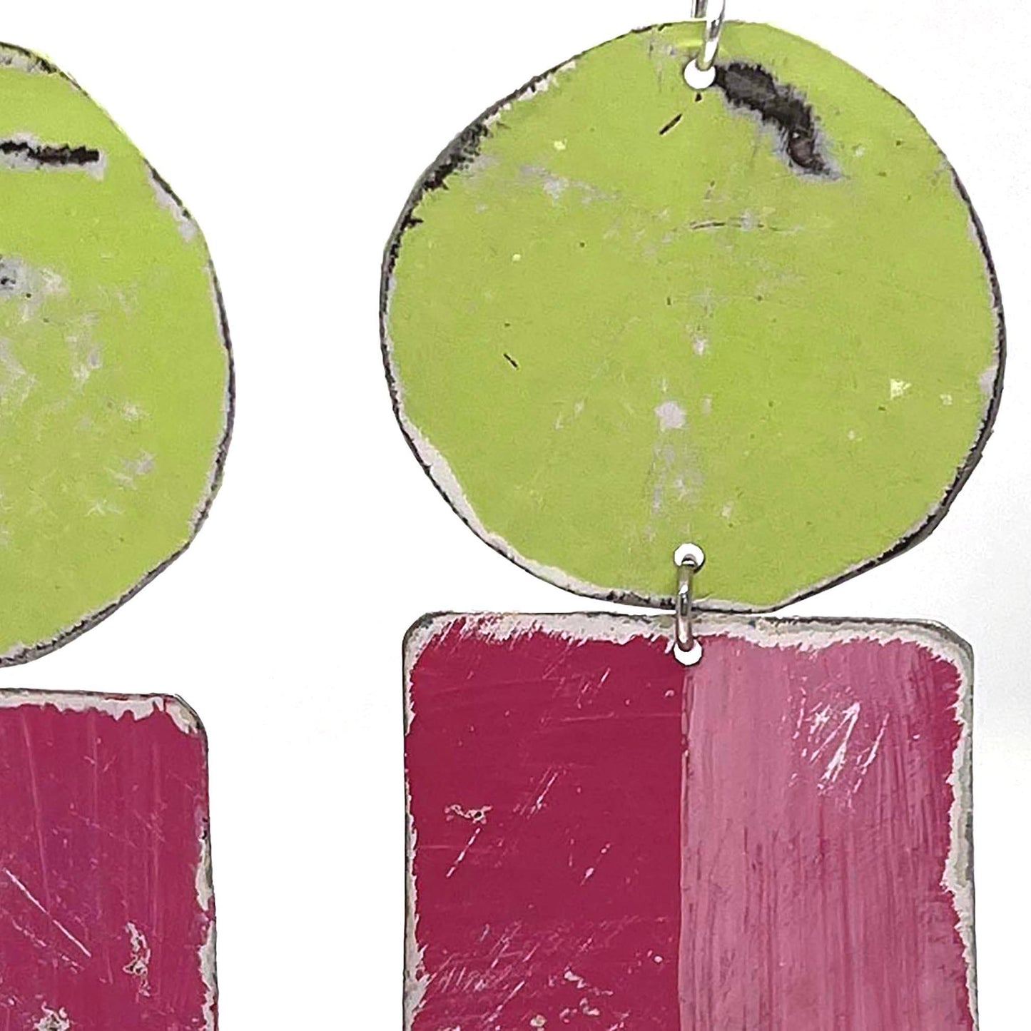 Pink & Green Modern Dangle Earrings- "Watermelon Days"