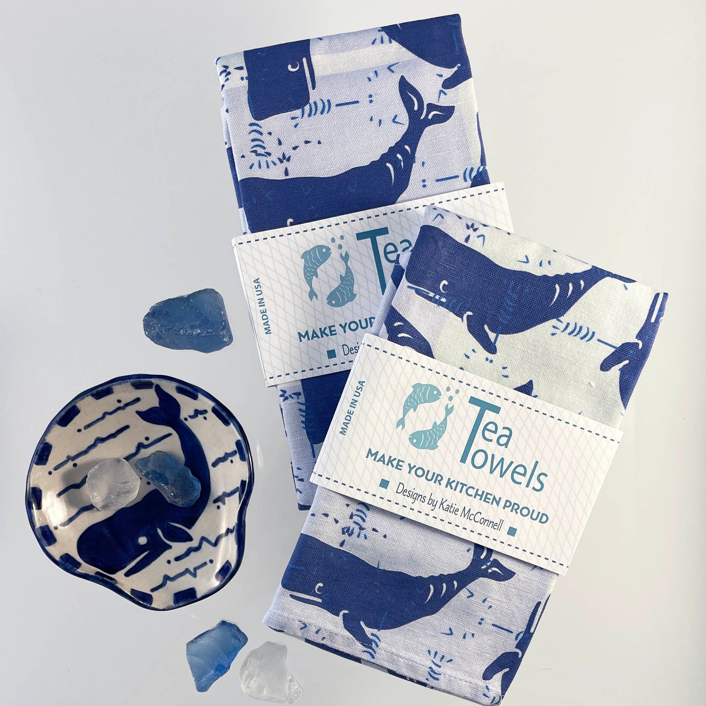 Whale Blocks - Tea | Kitchen Towel