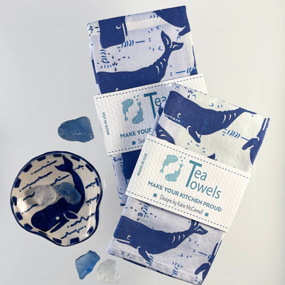 Whale Blocks - Tea | Kitchen Towel