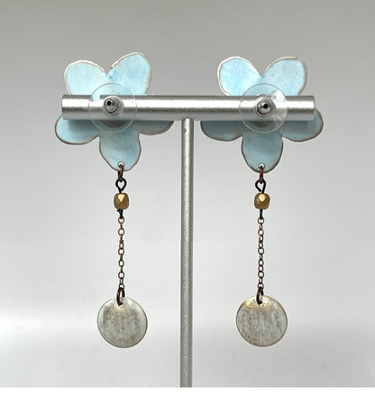 Blue Flower Dangle Earring with Droplet
