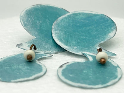 Modern Paisley Shaped Dangle Earrings, "Blue Paisley"