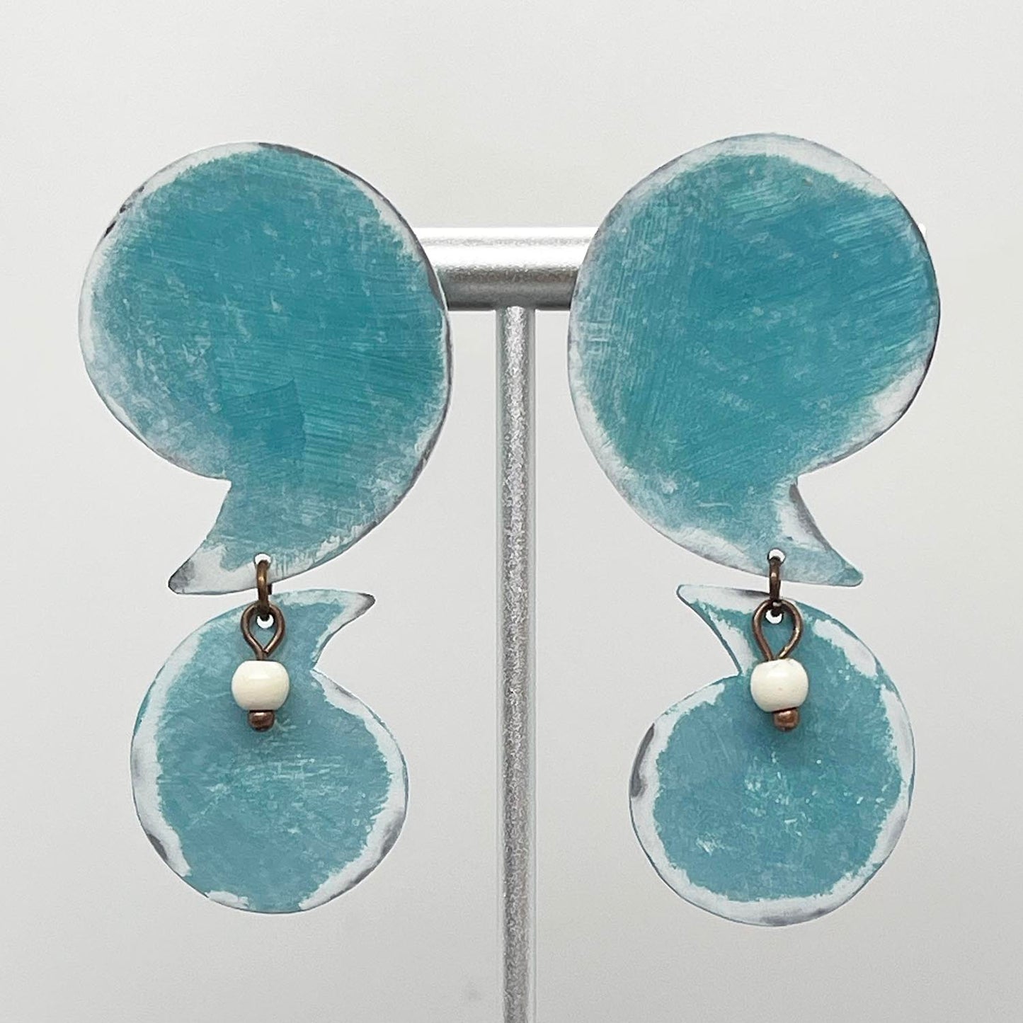 Modern Paisley Shaped Dangle Earrings, "Blue Paisley"
