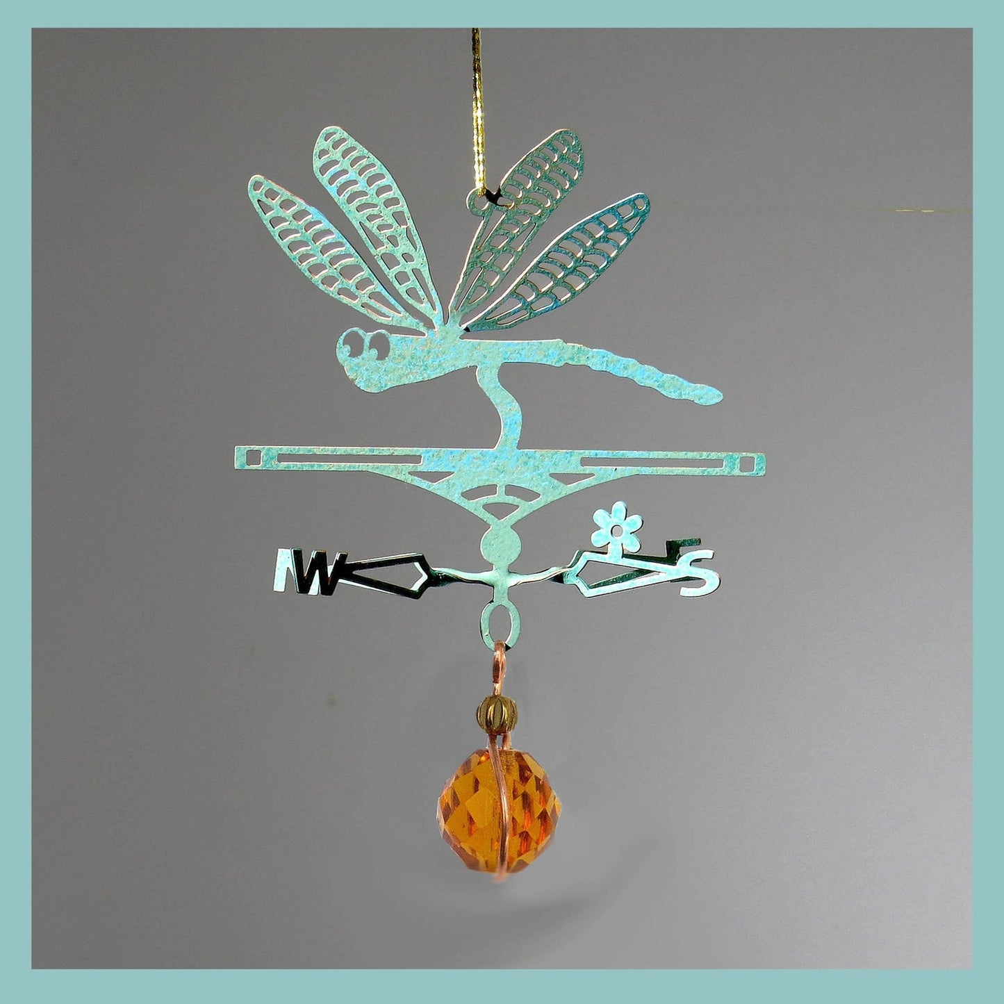 Dragonfly Theme - Miniature Copper Weathervane Ornament - Wild Bunch Studio