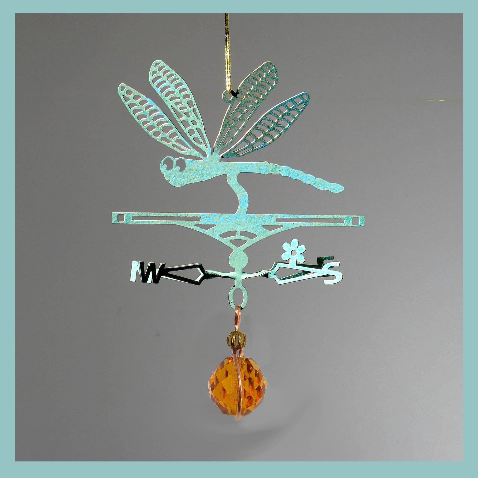 Dragonfly Theme - Miniature Copper Weathervane Ornament - Wild Bunch Studio