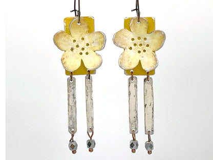 yellow flower dangle earrings