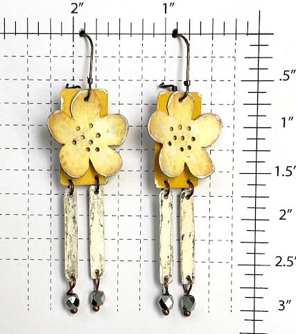 yellow flower dangle earrings