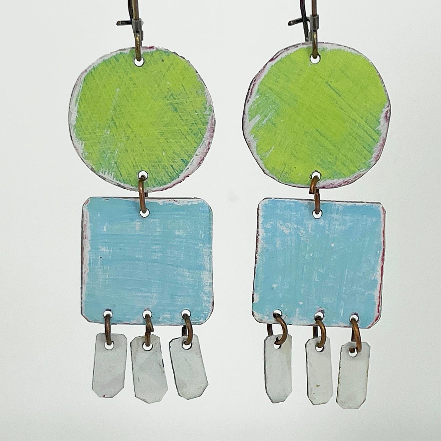green and blue dangle earring