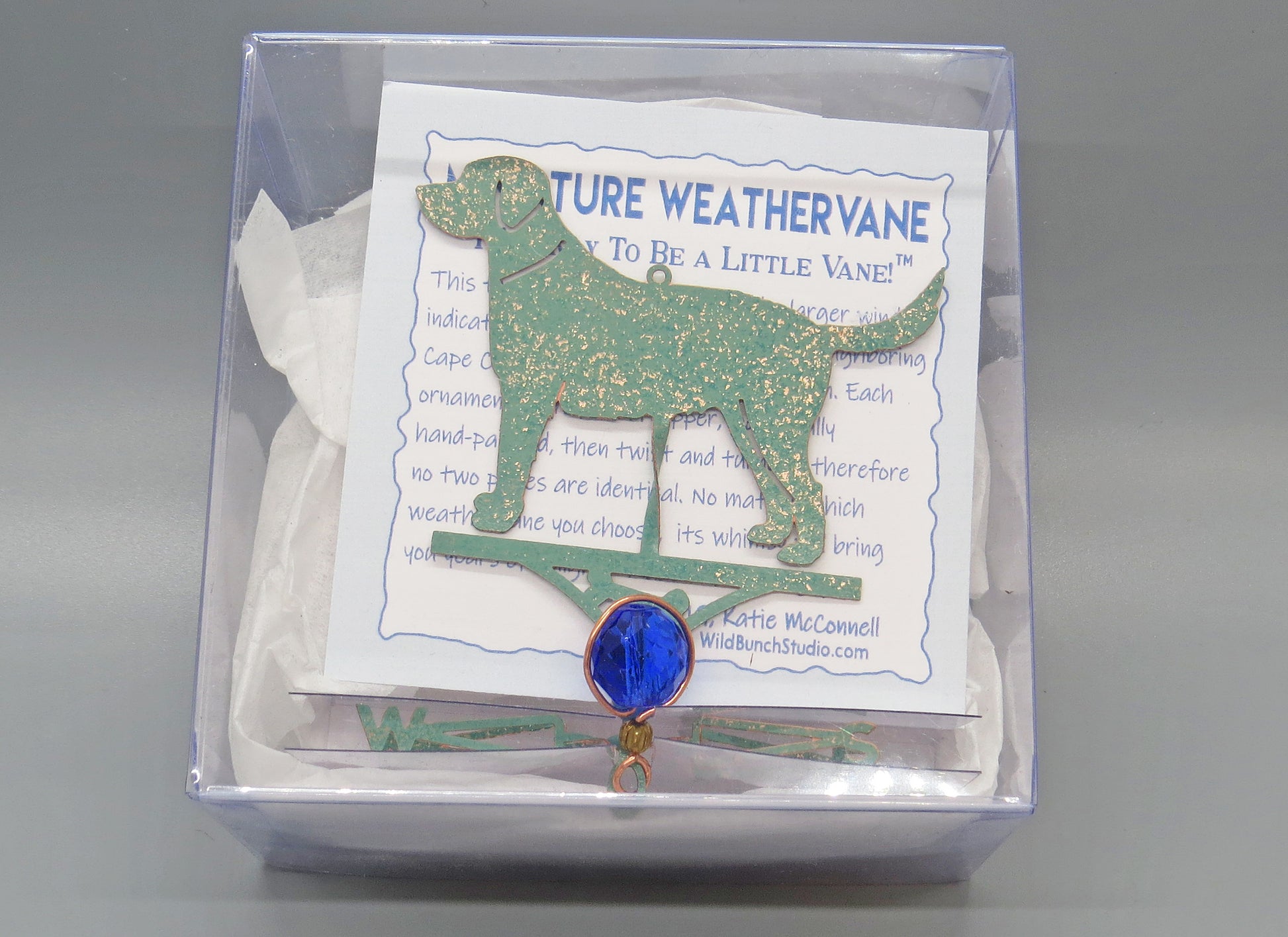 dog ornament with artist card