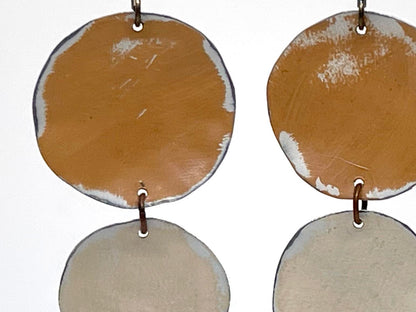 Circle Dangle Earrings, Soft Neutrals, Recycled Tin, "Nature's Corner"