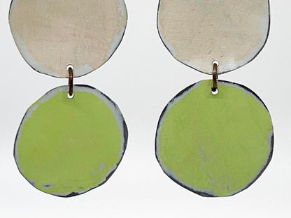 Circle Dangle Earrings, Soft Neutrals, Recycled Tin, "Nature's Corner"