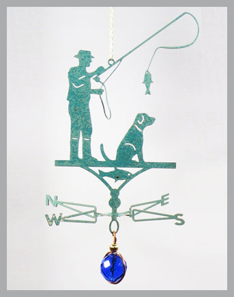 fisherman silhouette weathervane ornament